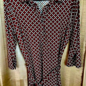 Max Studio shirt dress with belt. Black off white and rust colors. XL.